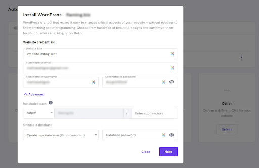 website title of hostinger wordpress hosting