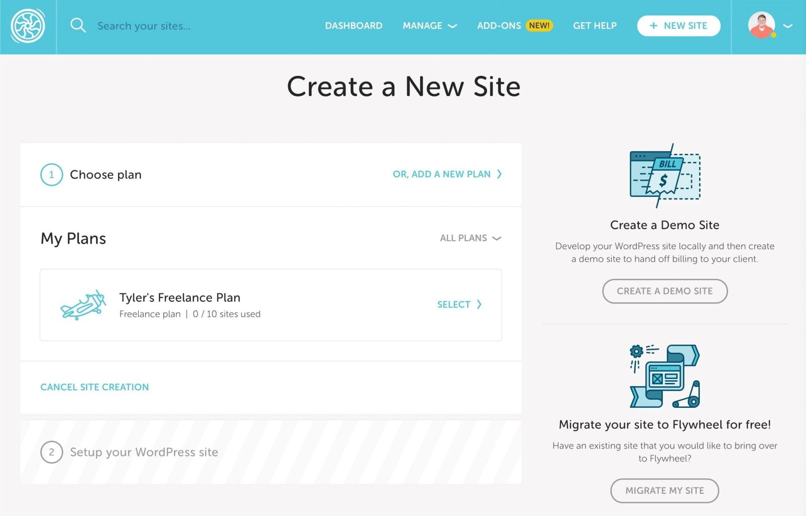 set up your WordPress website with flywheel